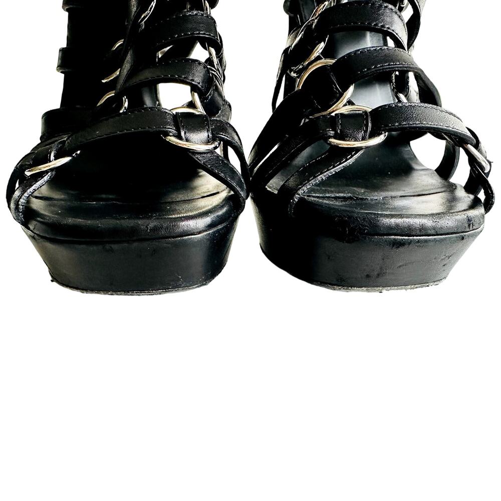 Saint Laurent Nina Cage Sandals Size 38.5 Calfskin Black w/Box Dustbag 316198 - Picture 5 of 12